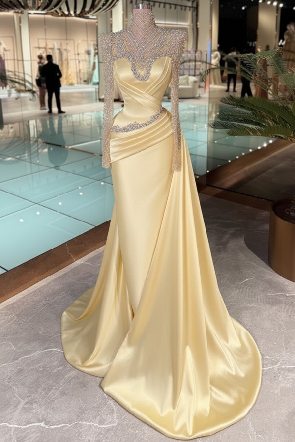 Schöne Abendkleider Lang Glitzer Lila Ballkleider mit Ärmel