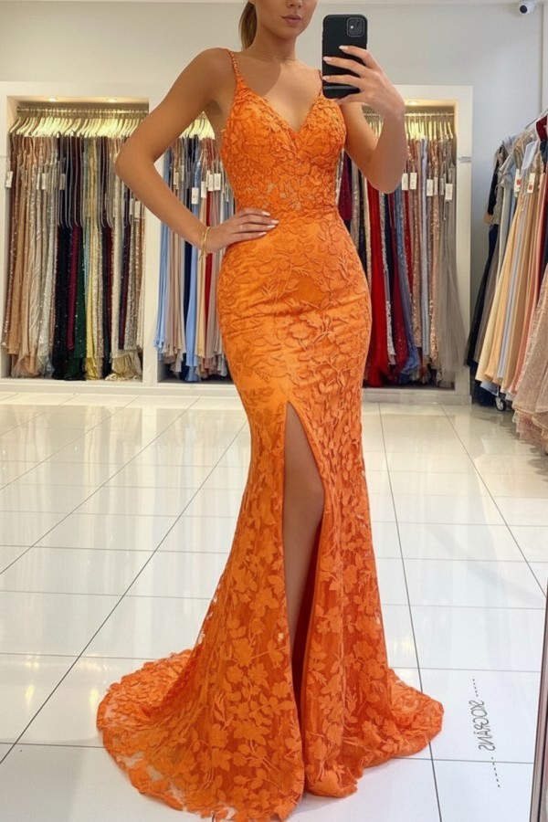 Elegante Abendkleider Blau | Spitze Abiballkleider Meerjungfrau