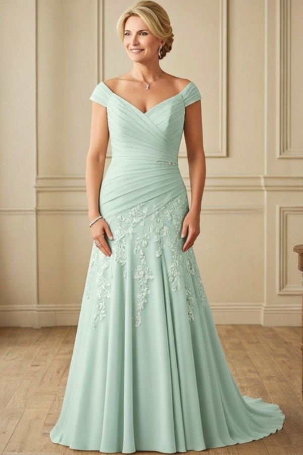 Champagne Brautmutterkleider Lang Günstig Kleider für Brautmutter