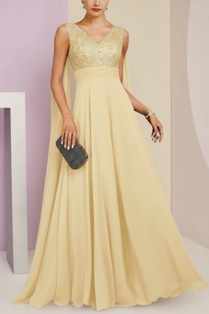 Brautmutterkleid Lang Blau Kleider für Brautmutter mit Ärmel