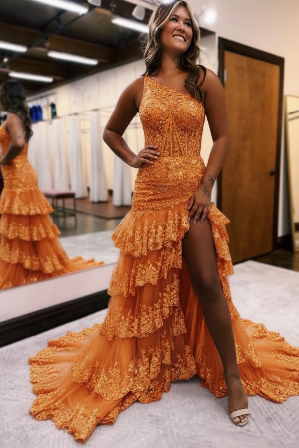 Lilac Abendkleider Lang Spitze | Abiballkleider mit Glitzer