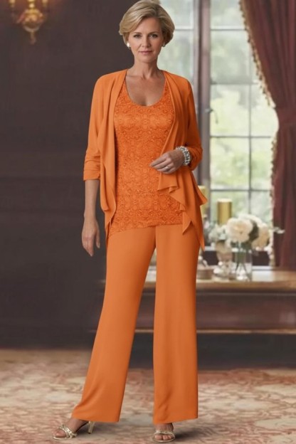 Silber Brautmutter Hosenanzug Chiffon Brautmutterkleider mit Spitze