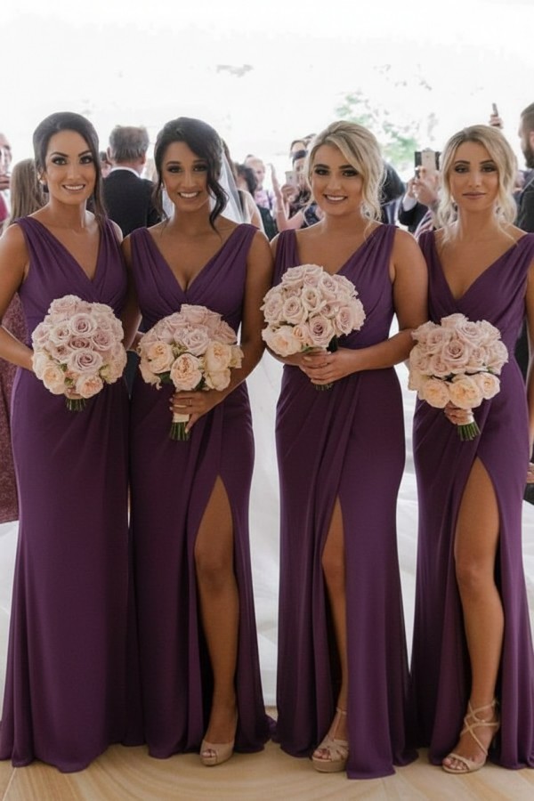 Elegante Brautjungfernkleider Lang Chiffon | Kleider für Brautjungfern