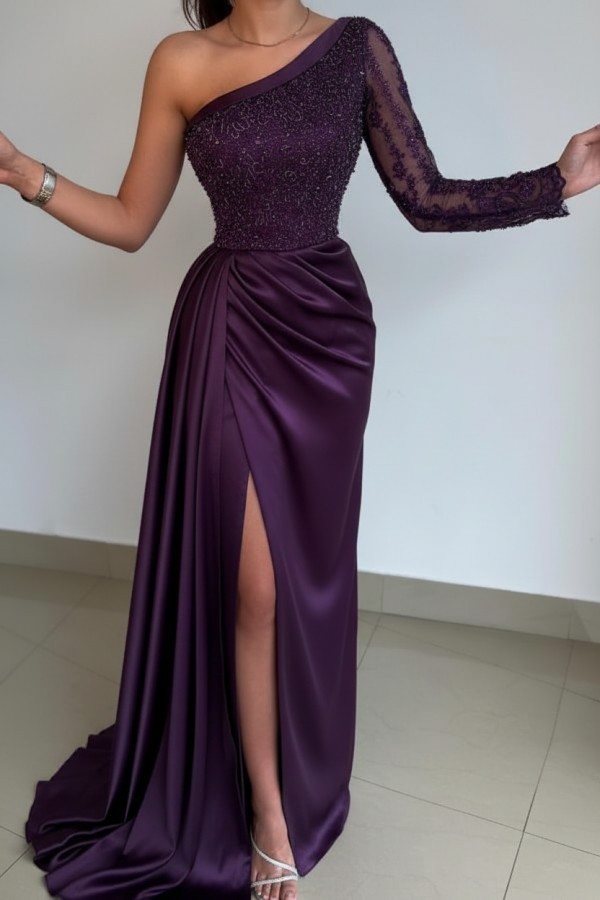 Designer Abendkleider Lang Spitze | Abiballkleider mit Ärmel