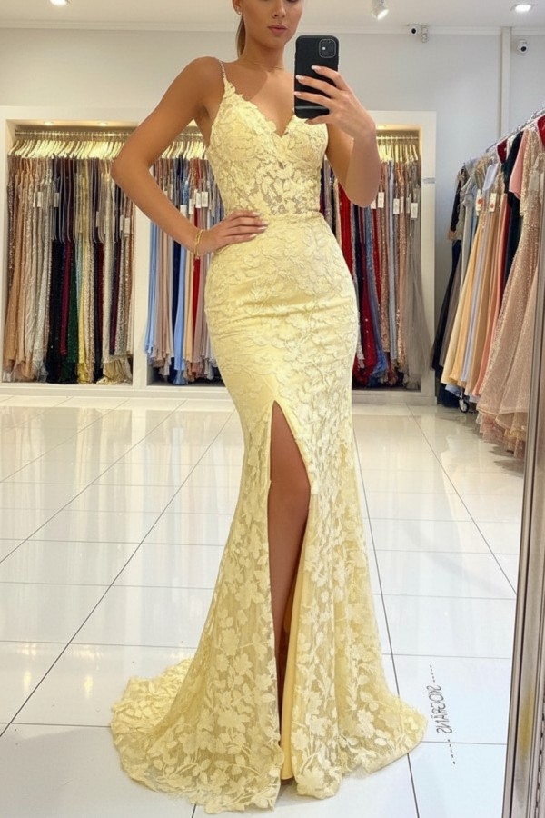 Elegante Abendkleider Blau | Spitze Abiballkleider Meerjungfrau