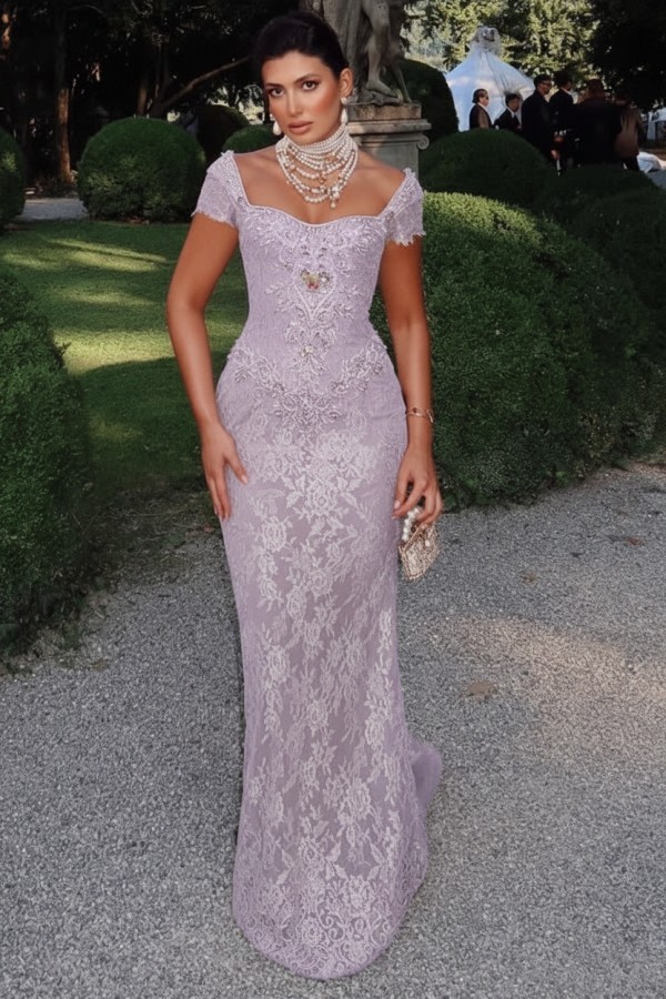 Designer Abendkleider Lang Spitze Ballkleider mit Glitzer