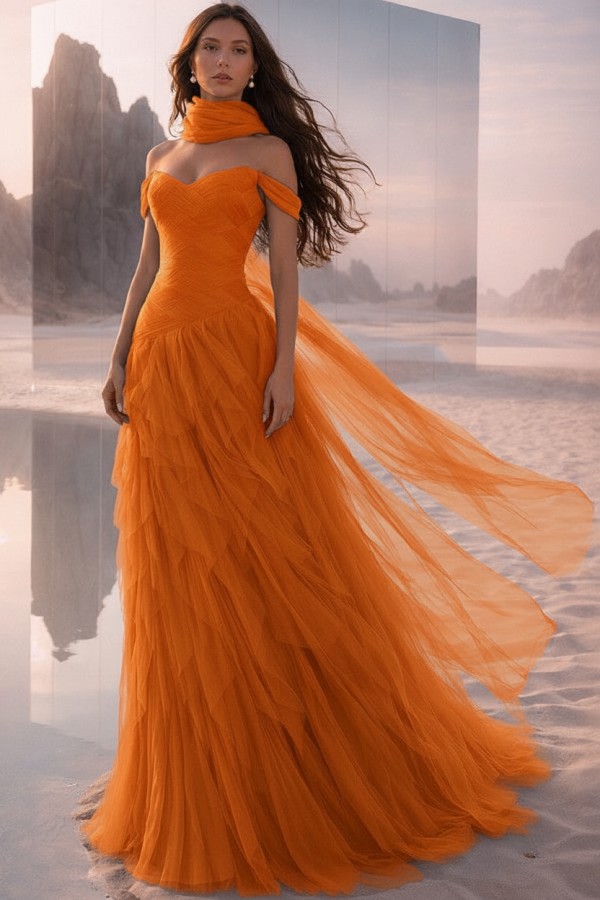  Tintenblau Abendkleider Lang Tüll Ballkleider Abiballkleider Online