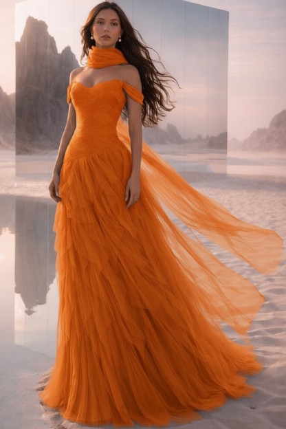  Tintenblau Abendkleider Lang Tüll Ballkleider Abiballkleider Online