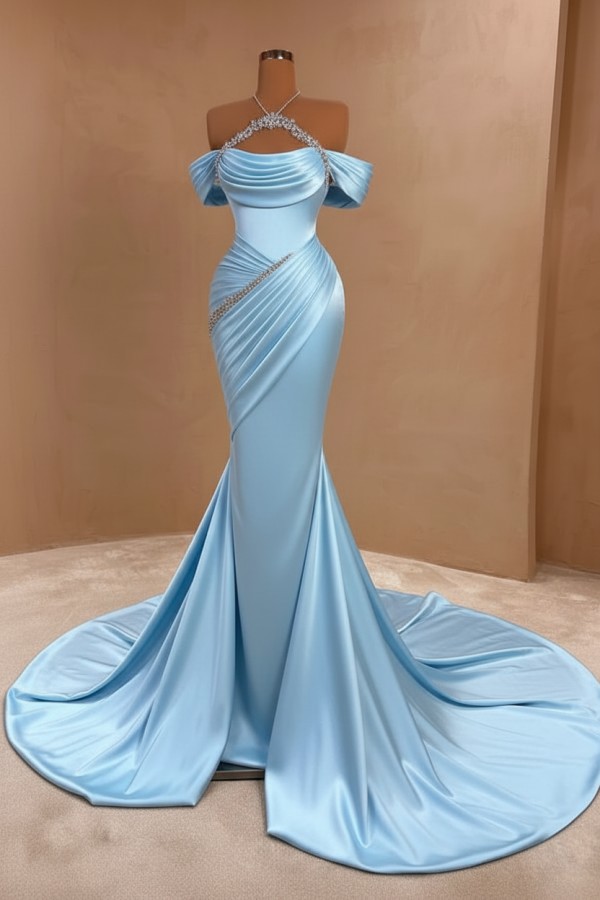 Silber Abendkleider Lang Meerjungfrau Stil Abiballkleider Ballkleid Mit Glitzer