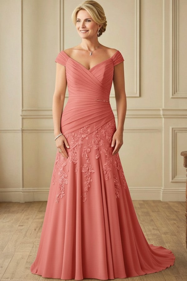 Champagne Brautmutterkleider Lang Günstig Kleider für Brautmutter