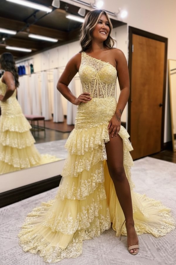 Lilac Abendkleider Lang Spitze | Abiballkleider mit Glitzer