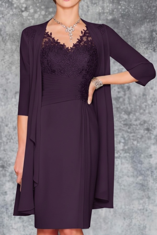Mint Brautmutterkleid Kurz Chiffon | Kurze Brautmutterkleider mit Jacke