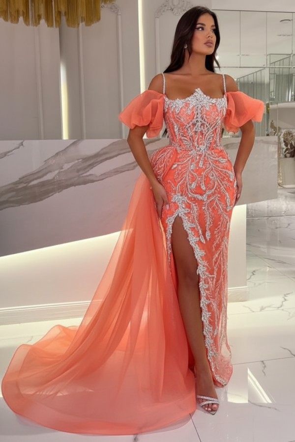 Himmel Blaue Abendkleider Lang Glitzer | Abiballkleider mit Spitze