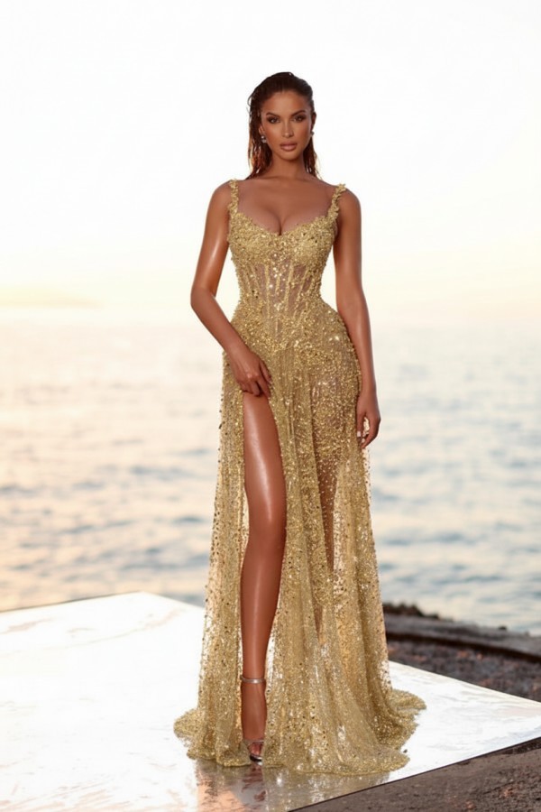 Extravagante Abendkleider Lang Glitzer | Abiballkleider Abendmoden Online