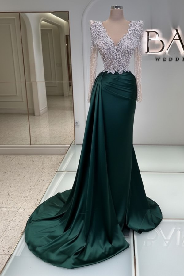 Schwarze Abendkleider Lang Glitzer | Abiballkleider V Ausschnitt