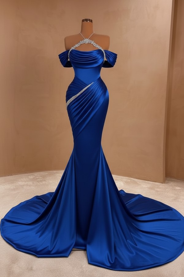 Silber Abendkleider Lang Meerjungfrau Stil Abiballkleider Ballkleid Mit Glitzer