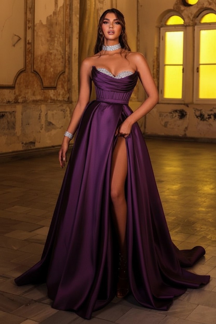 Schöne Abendkleider Lang Braun | Günstig Abiballkleider Schlicht