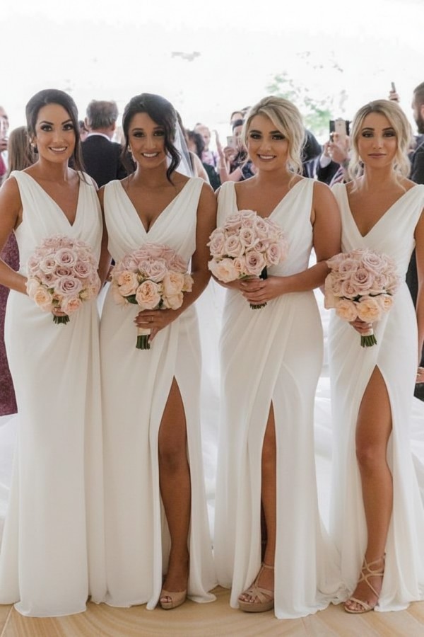 Elegante Brautjungfernkleider Lang Chiffon | Kleider für Brautjungfern