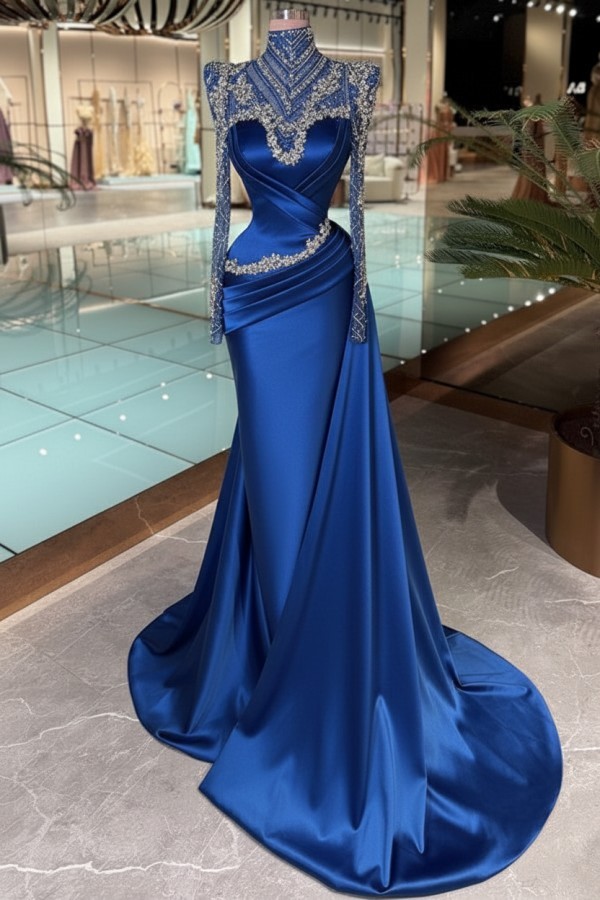 Schöne Abendkleider Lang Glitzer Lila Ballkleider mit Ärmel