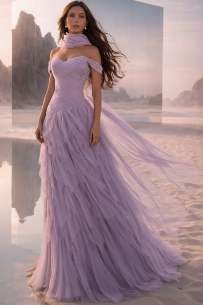  Tintenblau Abendkleider Lang Tüll Ballkleider Abiballkleider Online