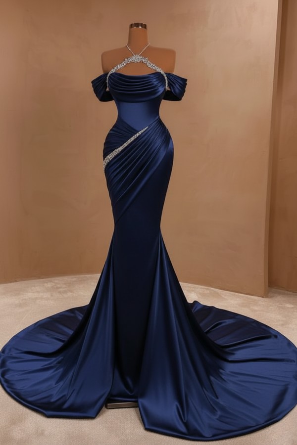 Silber Abendkleider Lang Meerjungfrau Stil Abiballkleider Ballkleid Mit Glitzer