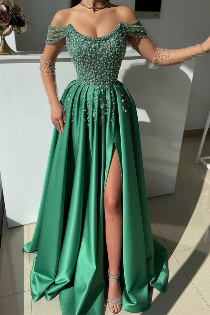 Dunsty Rosa Abendkleider Lang Günstig | Abiballkeider mit Glitzer