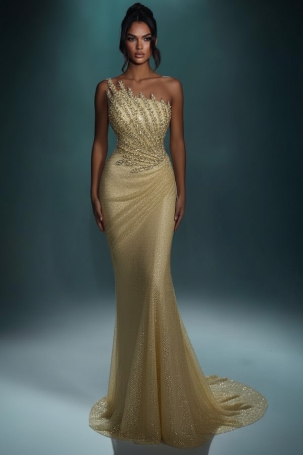 Festliche Abendkleider Lang Brau Abiballkleider Ballkleider Glitzer