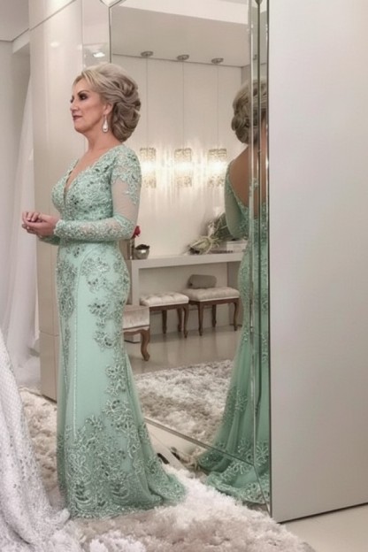 Golden Brautmutterkleider Spitze Mit Ärmel Günstig Abendkleider für Hochzeit Online