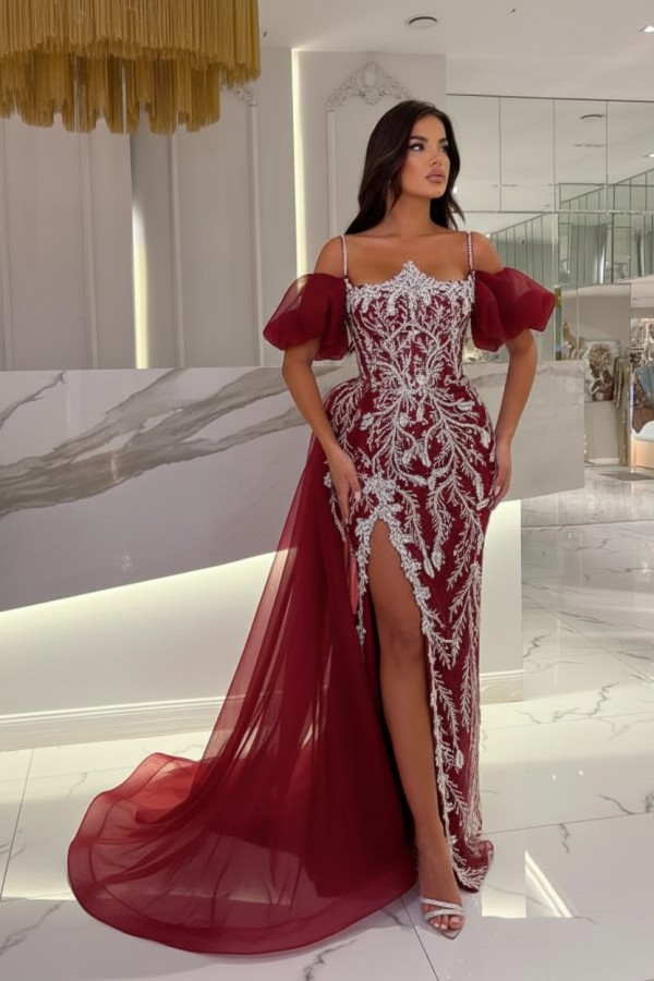 Himmel Blaue Abendkleider Lang Glitzer | Abiballkleider mit Spitze