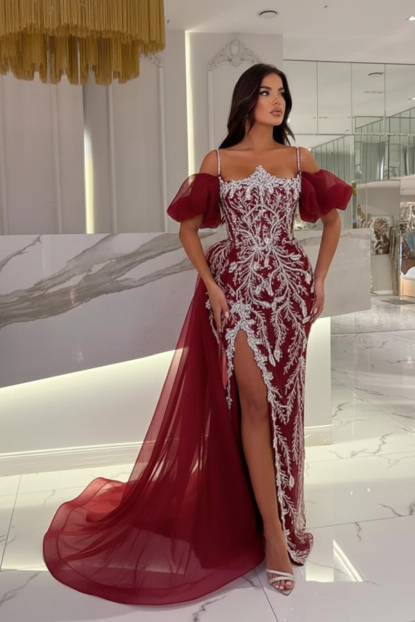 Himmel Blaue Abendkleider Lang Glitzer | Abiballkleider mit Spitze