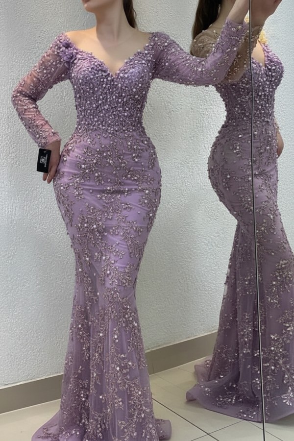 Schöne Abendkleider Lang Gold | Spitze Abiballkleider mit Glitzer