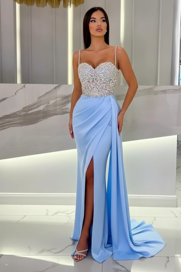 Schöne Abendkleider Mit Glitzer | Blaue Abiballkleider Lang Günstig