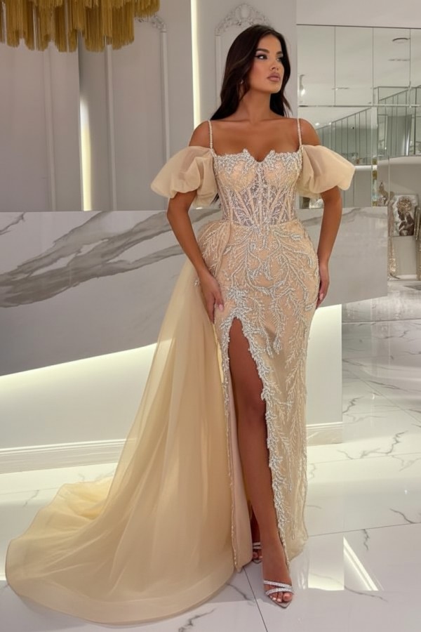 Himmel Blaue Abendkleider Lang Glitzer | Abiballkleider mit Spitze