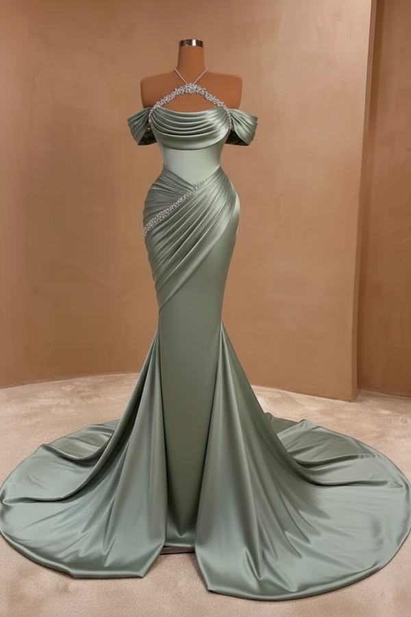 Silber Abendkleider Lang Meerjungfrau Stil Abiballkleider Ballkleid Mit Glitzer