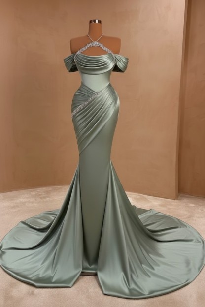 Silber Abendkleider Lang Meerjungfrau Stil Abiballkleider Ballkleid Mit Glitzer