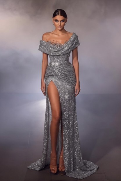 Elegante Abendkleider Lang Glitzer | Luxus Abiballkleider Online