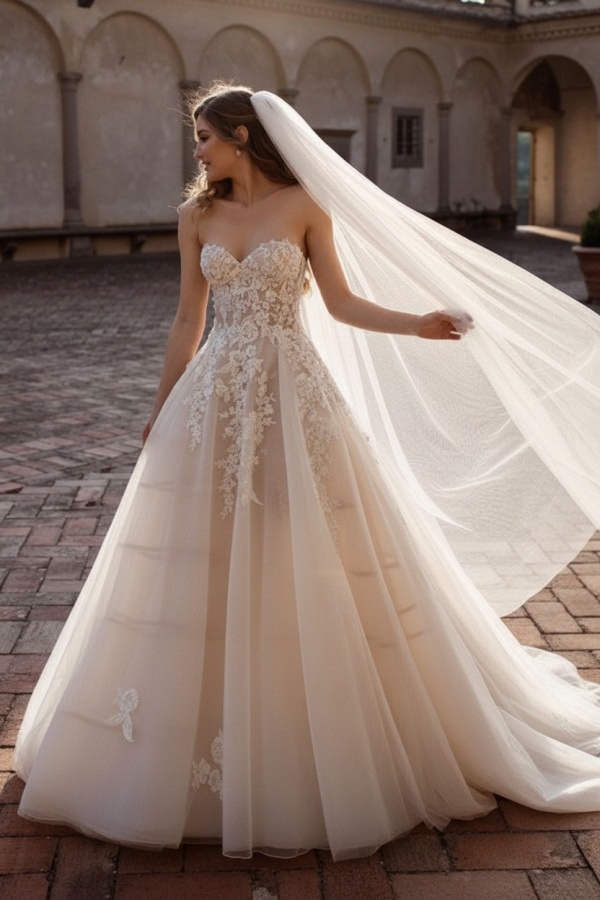 Boho Hochzeitskleider A Linie | Brautkleider mit Spitze