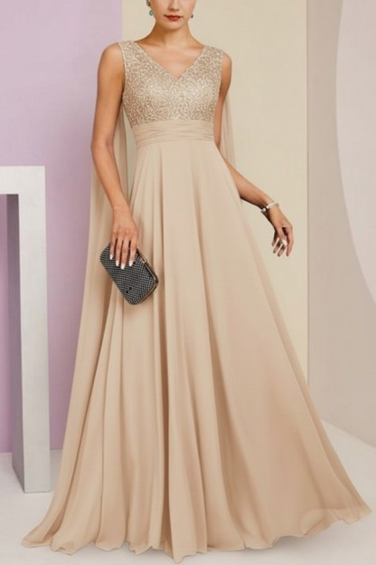 Brautmutterkleid Lang Blau Kleider für Brautmutter mit Ärmel