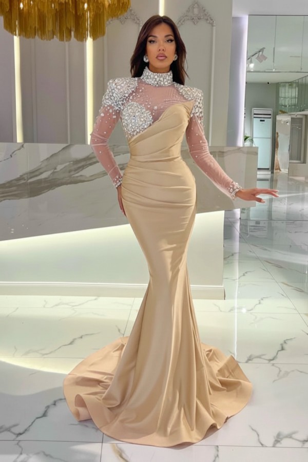 Schöne Abendkleider Lang Rosa | Abiballkleider Glitzer mit Ärmel
