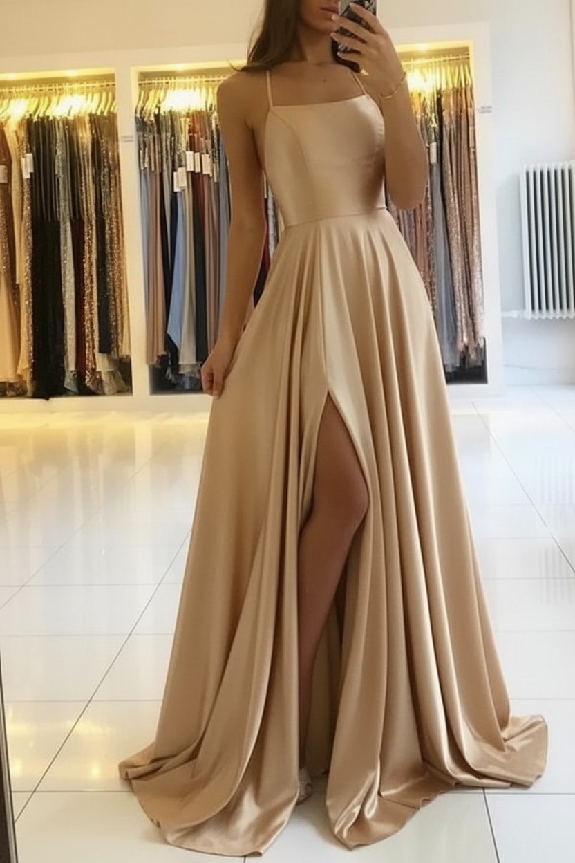 Schlichtes Abendkleid Lang Grün | Abiballkleider Günstig