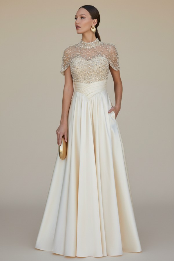 Dunkel Grüne Abendkleider Lang Glitzer Ballkleider mit Ärmel