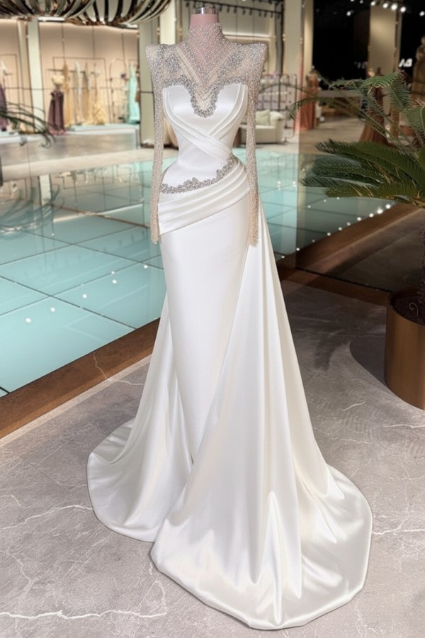 Schöne Abendkleider Lang Glitzer Lila Ballkleider mit Ärmel