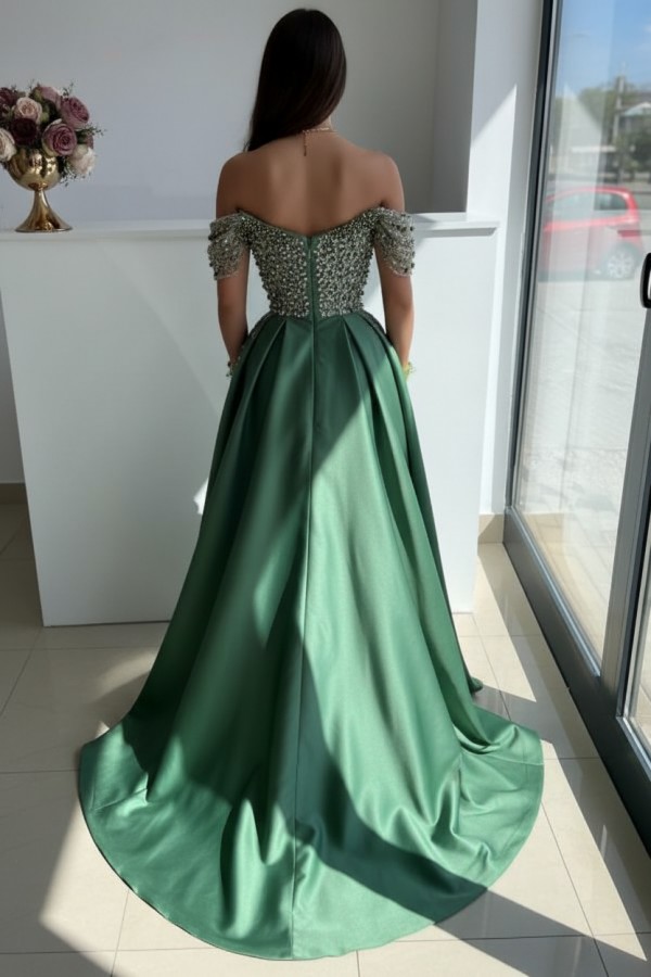 Designer Abendkleider Lang Glitzer | Abiballkleider Grün Günstig