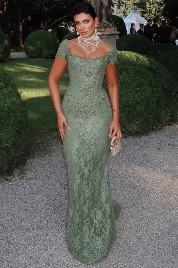 Designer Abendkleider Lang Spitze Ballkleider mit Glitzer