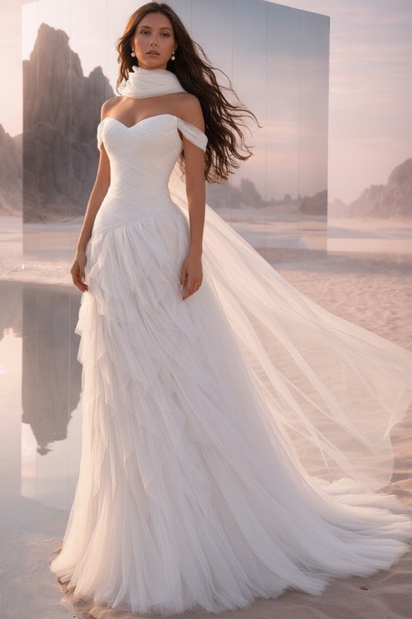  Tintenblau Abendkleider Lang Tüll Ballkleider Abiballkleider Online