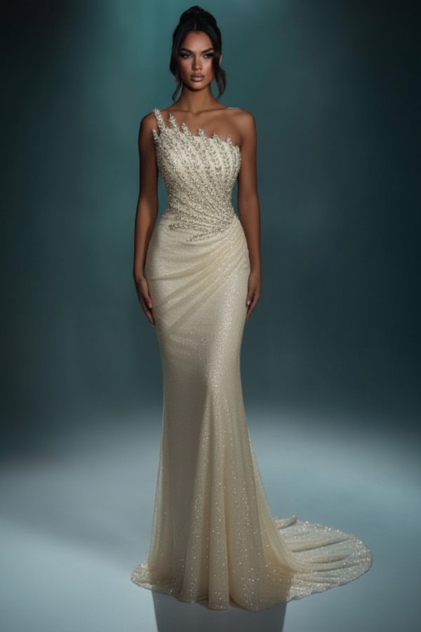 Festliche Abendkleider Lang Brau Abiballkleider Ballkleider Glitzer