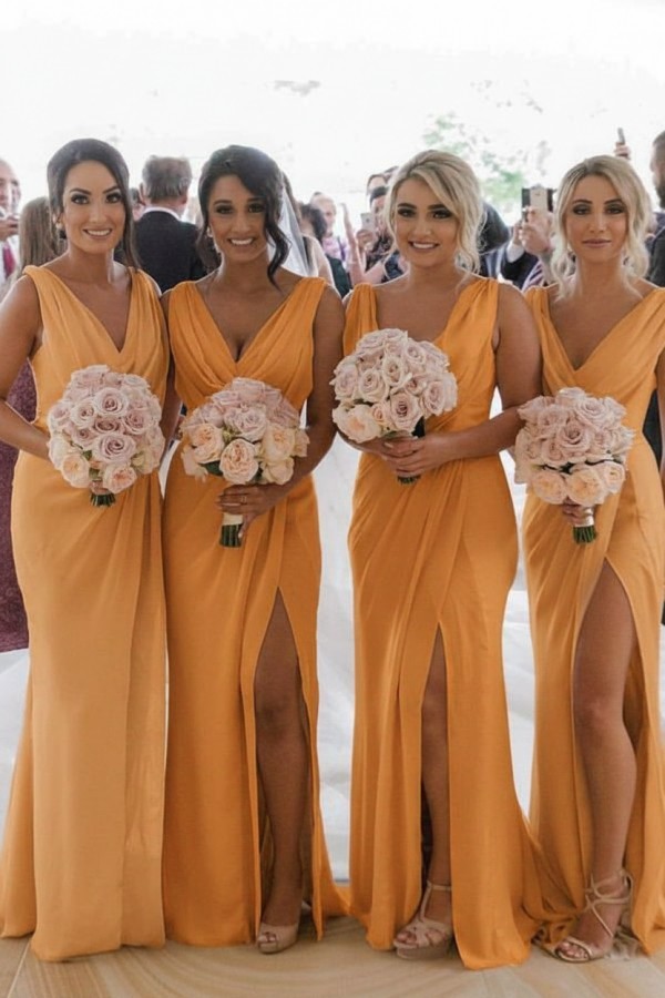 Elegante Brautjungfernkleider Lang Chiffon | Kleider für Brautjungfern