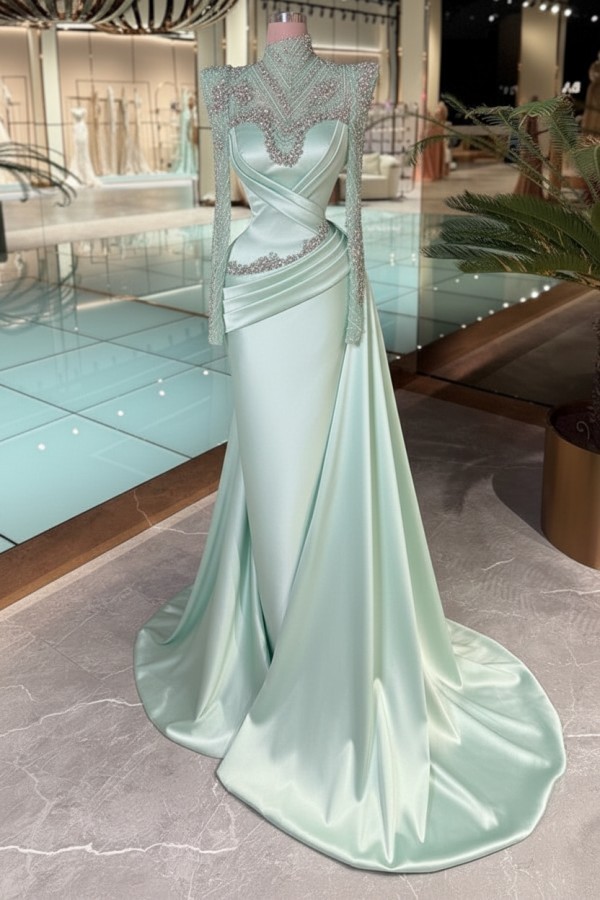 Schöne Abendkleider Lang Glitzer Lila Ballkleider mit Ärmel