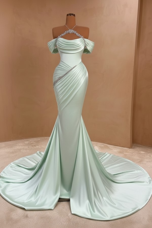 Silber Abendkleider Lang Meerjungfrau Stil Abiballkleider Ballkleid Mit Glitzer