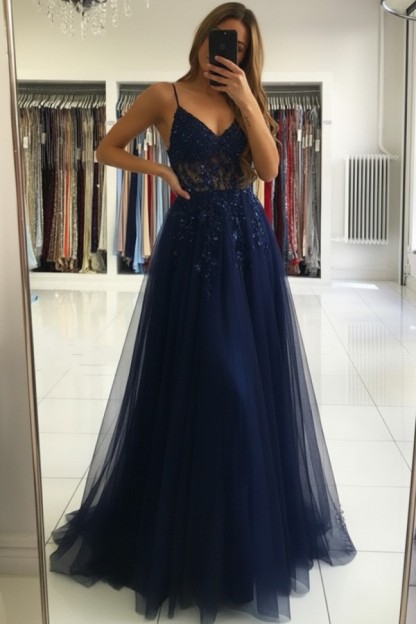 Luxus Abendkleider Blau | Abiballkleider Lang Glitzer
